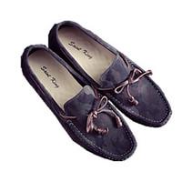 Men\'s Sneakers Moccasin Comfort Pigskin Leather Spring Casual Khaki Gray Black Flat