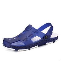 Men\'s Slippers Flip-Flops Slingback PVC Summer Casual Flat Heel Blue Red Brown Flat