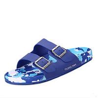 Men\'s Slippers Flip-Flops Slingback PVC Summer Casual Flat Heel Blue Flat