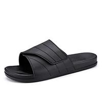 Men\'s Slippers Flip-Flops Slingback PVC Summer Casual Flat Heel Black 1in-1 3/4in