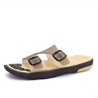 mens slippers flip flops slingback pvc summer casual flat heel brown f ...