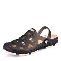 Men\'s Sandals Light Soles PU Summer Outdoor Upstream shoes Low Heel Dark Brown Dark Blue Black Under 1in