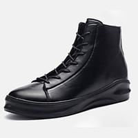 Men\'s Boots Spring / Fall Comfort PU Casual Flat Heel Black / White Sneaker