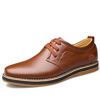 Men\'s Oxfords Spring / Summer / Fall / Winter Comfort / Round Toe Cowhide Office Career / Casual Flat Heel Lace-up