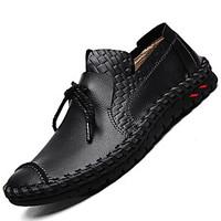 mens casual leather shoes comfort cowhide leather casual flat heel lac ...