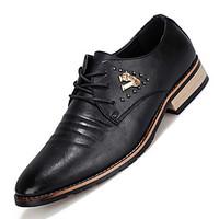 Men\'s Oxfords Comfort Leather Office Career / Casual Flat Heel Lace-up Black / White Others