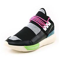 Men\'s Athletic Shoes Spring Fall Comfort PU Canvas Outdoor Casual Flat Heel Lace-up Black/White Blushing Pink Black