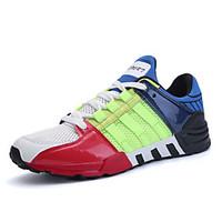 Men\'s Athletic Shoes Spring Fall Comfort PU Outdoor Casual Flat Heel Lace-up Rainbow Black/White Gray