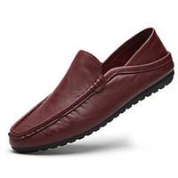 mens loafers slip ons moccasin comfort leatherette spring casual burgu ...