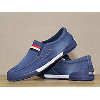 Men\'s Sneakers Comfort Denim Fabric Spring Casual Navy Blue Black Flat