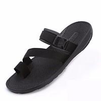 mens sandals comfort pu spring casual dark brown black flat