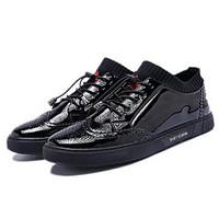 mens sneakers comfort patent leather spring casual silver black flat