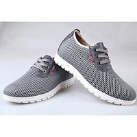 mens sneakers comfort cowhide tulle spring casual light brown blue gra ...