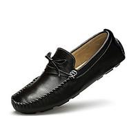 mens loafers slip ons winter comfort pu casual flat heel lace up black ...