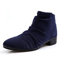 mens boots spring fall comfort cowhide casual low heel ruffles black b ...