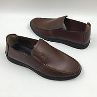 mens loafers slip ons comfort pu spring casual light brown black flat