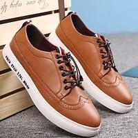 mens sneakers comfort leatherette spring casual brown black white flat
