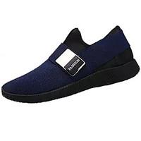 Men\'s Loafers Slip-Ons Spring Fall Comfort Cowhide Casual Flat Heel Stitching Lace Light Brown Dark Blue Black Walking