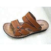 mens sandals comfort leatherette spring casual screen color light brow ...