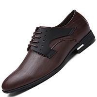 Men\'s Oxfords Comfort Leather Office Career / Party Evening / Casual Flat Heel Lace-up Black / Brown