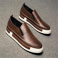 Men\'s Loafers Slip-Ons Spring Fall Comfort PU Outdoor Casual Low Heel Black Gray Brown
