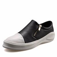 mens loafers slip ons comfort pu leatherette spring casual black white ...