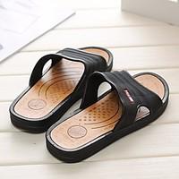 mens slippers flip flops comfort pu spring casual brown black flat