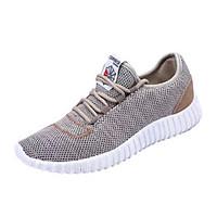 Men\'s Athletic Shoes Comfort Tulle Summer Outdoor Lace-up Flat Heel Gray Beige Black Under 1in