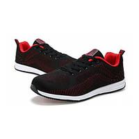 Men\'s Athletic Shoes Comfort PU Spring Fall Outdoor Lace-up Flat Heel Black/Blue Black/Red Black/White Under 1in