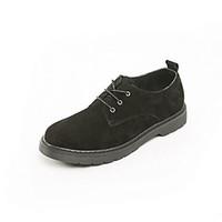 Men\'s Sneakers Comfort Cowhide Spring Casual Khaki Brown Black Flat