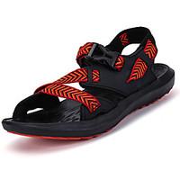 mens sandals comfort pu summer outdoor flat heel blackwhite blackred g ...