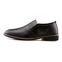 Men\'s Oxfords Hole Shoes PU Summer Outdoor Walking Flat Heel Brown Black Under 1in