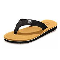 Men\'s Sandals Comfort PU Summer Outdoor Flat Heel Brown Yellow Gray Under 1in