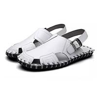 mens sandals comfort pu summer outdoor flat heel yellow black white un ...