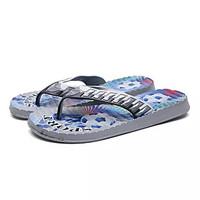 Men\'s Slippers Flip-Flops Comfort PU Summer Outdoor Flat Heel Blue Yellow Gray Under 1in