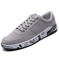Men\'s Athletic Shoes Comfort PU Spring Fall Casual Flat Heel Khaki Gray Black Flat