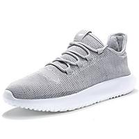 Men\'s Athletic Shoes Comfort Tulle Spring Fall Outdoor Lace-up Flat Heel Light Grey Dark Blue Black Under 1in