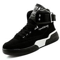 mens athletic shoes comfort pu spring fall casual flat heel black flat