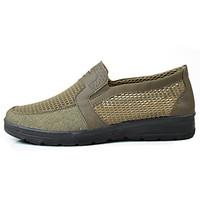 Men\'s Loafers Slip-Ons Light Soles Tulle Summer Casual Flat Heel Army Green Gray Flat
