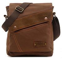 Men Shoulder Bag Canvas All Seasons Casual Outdoor Shopper Ruffles Zipper Brown Green
