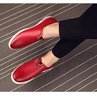 mens loafers slip ons comfort synthetic casual red black