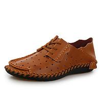 Men\'s Loafers Slip-Ons Spring Summer Comfort Cowhide Leather Outdoor Office Career Casual Flat Heel Blue Brown Coffee