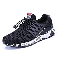 Men\'s Sneakers Spring Summer Comfort Tulle Outdoor Athletic Casual Flat Heel Lace-up Gray Black Running
