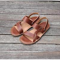 mens sandals comfort nappa leather spring casual brown black flat