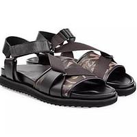 mens sandals comfort nappa leather spring casual black flat