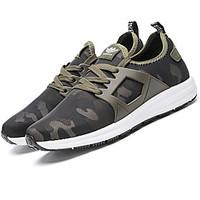 Men\'s Sneakers Spring Summer Fall Comfort Light Soles Tulle Outdoor Casual Athletic Fitness Cross Training Low Heel Lace-up Black Khaki