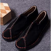 mens loafers slip ons comfort suede spring casual black flat