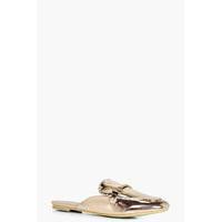 metallic trim slip on mule loafer rose gold