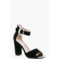 metallic plaque two part block heels black