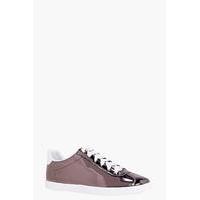 Metallic Ribbon Lace Trainers - pewter